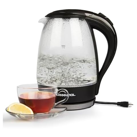 Stainless Steel Electric Water Kettle 1.7 Liter, Fast Heating with Auto Shut-Off and Boil-Dry Protection, Cordless, LED Light Indicator, Black Cover