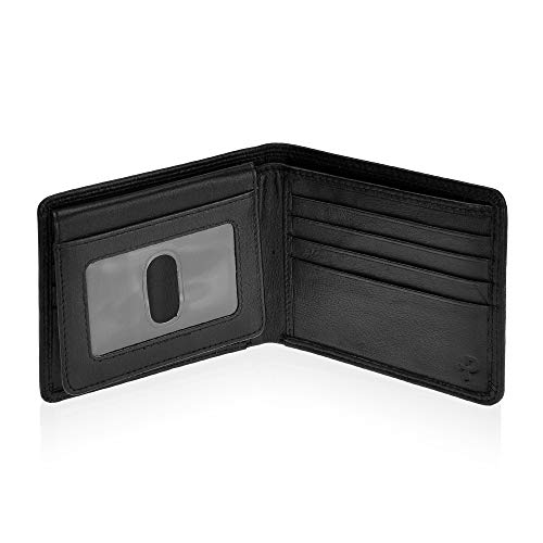 Pavia Leo Mens Soft Leather Bi-fold Wallet RFID (Black/Blue)4
