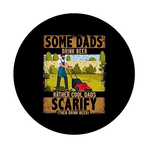 Funny Lawn Mowing Beer Ideas For Men & Dad Scarify Landscape PopSockets Swappable PopGrip, Black - Image 3