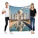 XOZOTY Personalized Beautiful Scenery Taj Mahal India Blanket Custom Name Baby Nursery Swaddling Blankets for Boys Girls Birthday Shower Dog Cat Pet Gifts 30x40 inch
