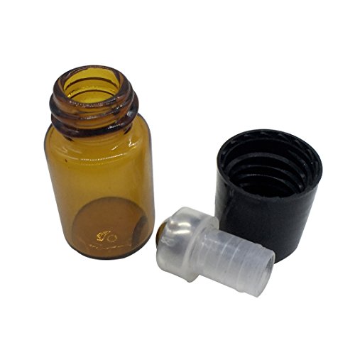 GreatBBA 30-Count 2ml Amber Mini Refillable Glass Roller Ball Bottles, Roll-on Vials for Essential Oil Aromatherapy Perfumes