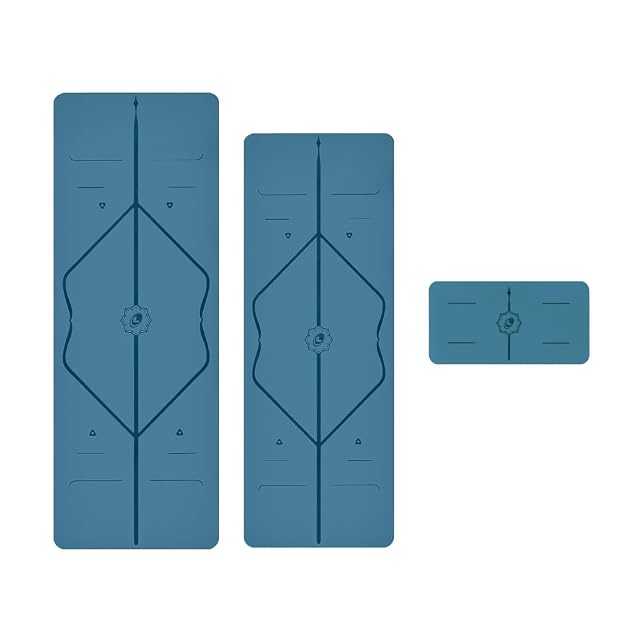 LIFORME Yoga Mat Travel Mat Yoga Pad Bundle Pack Patented Alignment System Eco-Friendly Non-Slip Warrior-Grip Made with Natural