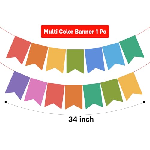 Image of Party Propz Multicolor Holi Banner - 1 Pc, (14 Flags) 34 inch Multicolor Banner for Decoration, Holi Decoration Items for Home, Outdoor, Office, Holi Decoration Items for Party (Cardstock)