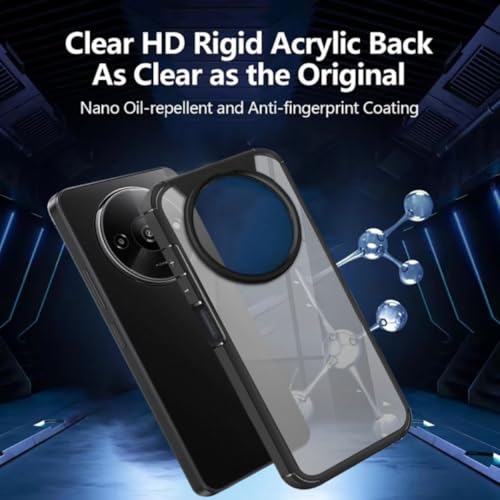 Image of SHINESTAR Ultra Slim Clear Back Cover for Redmi A3 / Redmi A3x / Poco C61 (4G), Transparent Hybrid Hard Shell Plastic & Soft Silicone Rubber Bumper, Non-Yellow Acrylic Protective Cover - Black
