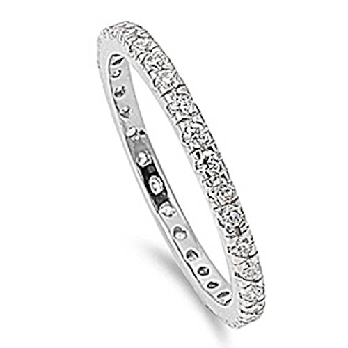 Oxford Diamond Co Stackable Cubic Zirconia .925 Sterling Silver Eternity Band Size 3