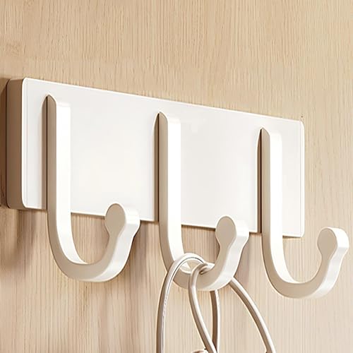 Perchero Pared, Perchero Colgante De Estilo Pastoral, Ganchos De Pared Sin Taladrar, Percheros Pared Aleación De Aluminio,Adecuado Para El Balcón Del Baño Detrás De La Puerta(White,21.7cm/8.5in)