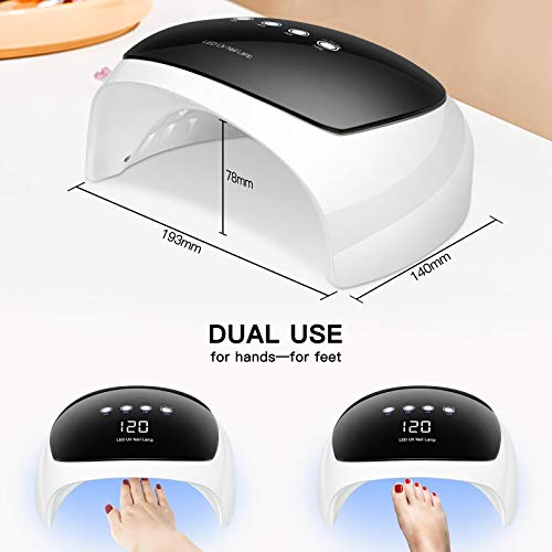 80W UV LED Lampe für Gelnägel, O'Vinna Nageltrockner mit Auto-Sensor, 30/60/90/120S Timer, LCD Display, Abnehmbarer… – Bild 5