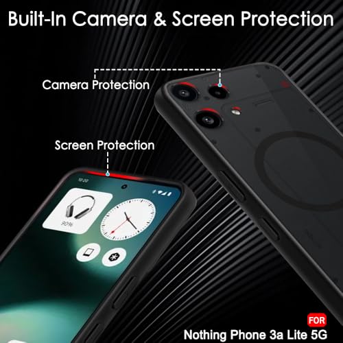 Image of TheGiftKart Hybrid Shockproof Back Cover Case for Nothing Phone 3a Lite 5G Compatible with MagSafe | Hard Back Cover for Nothing Phone 3a Lite 5G (PC & TPU, Translucent Smoke Matte Back, Black Sides)