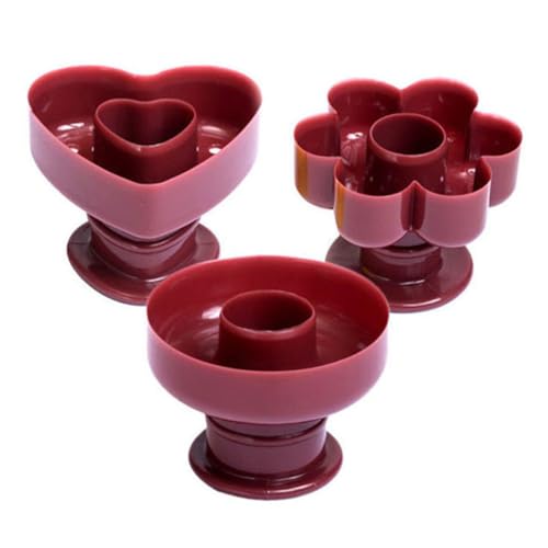 GARVALON 3 Piezas Molde para Rosquillas de Plástico Utensilio de Repostería con Formas Redonda Flor y Corazón Herramienta Resistente para Hornear Cocina Doméstica