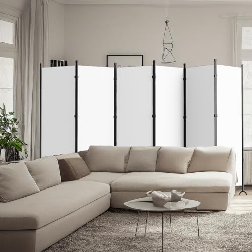 Room Divider, 6 Panel Room Dividers and Folding Privacy Screens, 6FT Partition Room Office Wall Divider for Separation 200\" W Fabric, Portable Freestanding Room Divider Wall (White) - Thumbnail 4