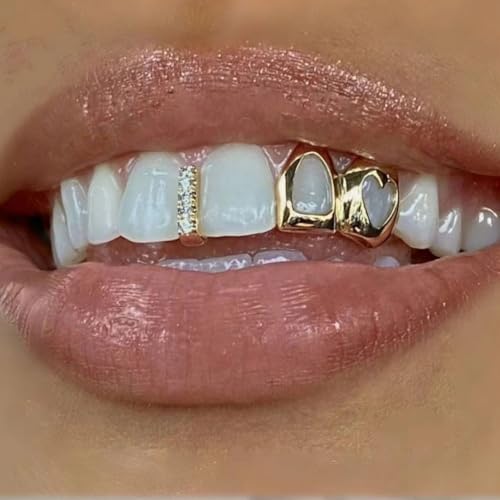 Juego de 2 Grillz para Dientes en Latón Chapado en Oro miniatura 3