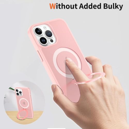 Image of Magnetic for iPhone 12 Pro Max Case & iPhone 13 Pro Max Case, 6.7 inch, Compatible with MagSafe, Rugged Kickstand, Not-Yellowing Military-Grade Protection, Matte Pink