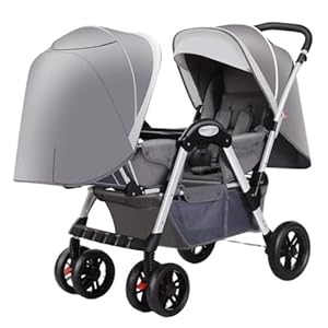 HAQMG Zwillingskinderwagen für Neugeborene Gray A