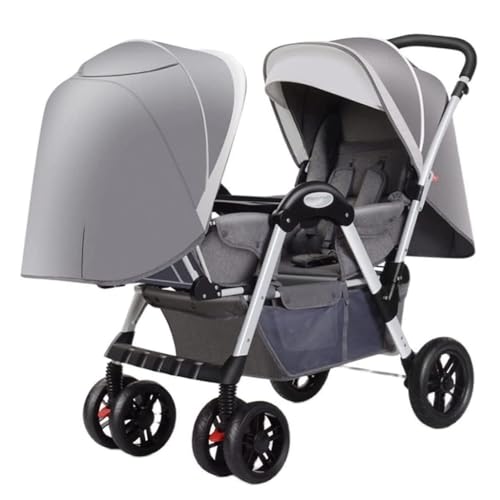 Folding Strollers Twins Baby Pushchair Trolley, Umbrella Tandem Double Baby Stroller For Newborn, Twin Baby Pram Stroller For Infant And Toddler Can Sit And Lie Down(Gray A)