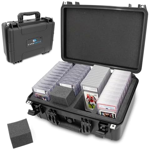 CASEMATIX Graded Card Case Pro Edition Compatible with 130 BGS PSA Graded Sports Trading Cards, IPX7 Waterproof Graded Slab Trading Card Box with Precision Cut Graded Card Storage Box Foam Dividers Cover