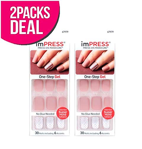 2-PACK! Kiss imPRESS Press-On One-Step Gel Manicure (BIPA120-Unexpected)