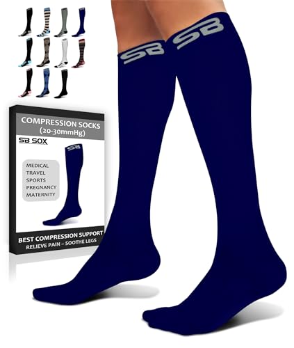 Image of SB SOX Compression Socks for Men & Women (20-30mmHg) - Best Compression Socks for Travel, Medical, Sports, Wide Calf Fit, and Daily Wear