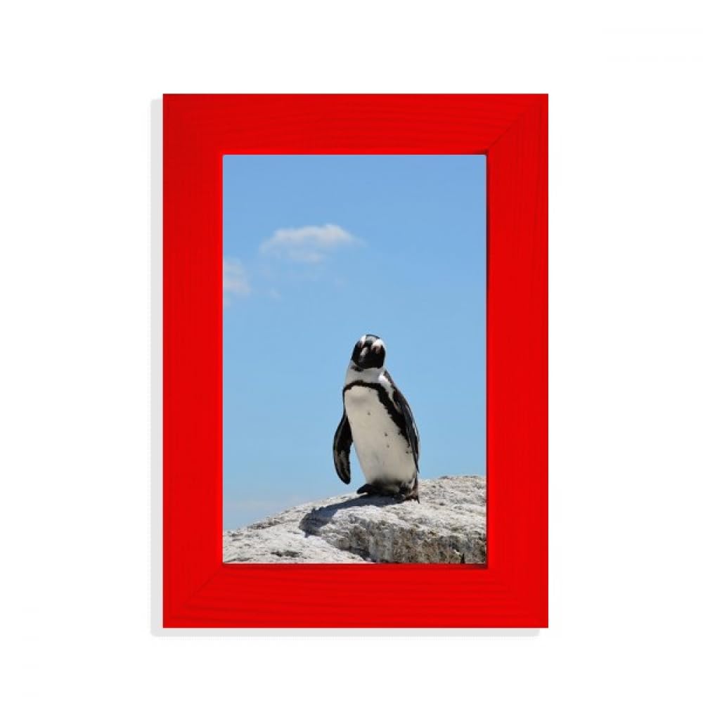 Cadre photo pingouin océan antarctique en édition art rouge de prestige
