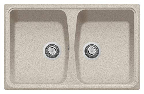 Dimensione 790x500mm Lavello in composito da cucina incasso TELMA by Plados linea Pacific due vasche 79x50 - Avena