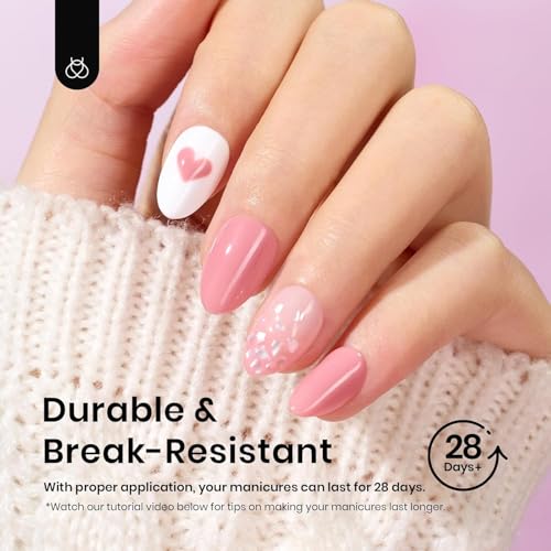 Image of Beetles Gel Nail Tips 576Pcs Extra Short Almond Fake Nails Etch-X Half Matte Press on Nail Tips Full Cover Gifts for Women Gel Nail Polish Extensions Set