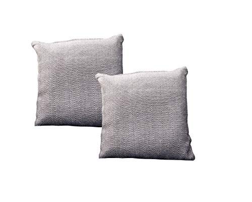 Fabstyles Handmade 100% Cotton Herringbone Stripe Throw Pillow with Poly Insert (Stone)