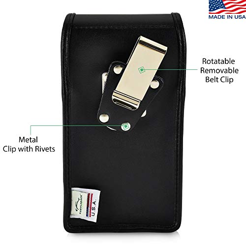 Turtleback Belt Case for Samsung Note 9 and Note 8 Black Vertical Holster Leather Pouch with Heavy Duty Rotating Ratcheting Belt Clip,
