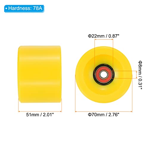 PATIKIL 70mm 78A Longboard Wheels with Red ABEC-9 Bearings - Image 2