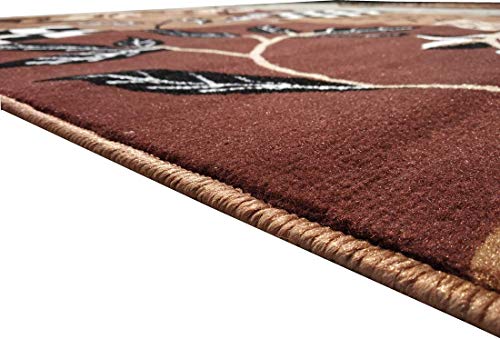 Image of Floral Design Acrylic Polyester Carpet for Living Room 7x10 Feet Color Gold and Black(210x300Cm), Large Rectangle