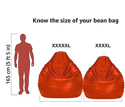 Image of Casa Copenhagen Premium Leather Bean Bag Chair, Filled with Beans | Capacity: Upto 7 Ft Height, 200 KG Weight | 5XL | Robotic Orange
