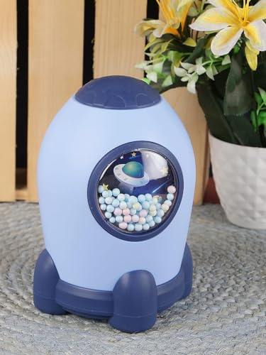 Image of Money Saving Bank with Coin Slot / /Creative Cartoon Design Money Bank / /Plastic Piggy Bank for Boys & Girls (Pack of 1) (Rocket - SkyBlue)