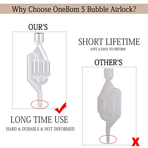 Onebom Airlock For Fermentation 4 Pack, Twin Bubble S Type With Drilled #6 Silicone Stopper And 4 Grommets #TOP3