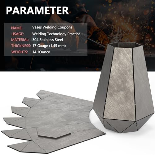 Image of Welding Coupons Vases,17 Gauge Welding Practice Kits, 304 Stainless Steel Plate,Beginner Welding Kits,Suitable for TIG MIG, for Mastering and Improving Welding Skills.