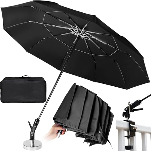 New 60 Folding Magnetic Umbrella Designed for Outdoor Work 600lb Strong Suction Hvac Umbrella With Magnetic Base & Clamp 2-in-1 Sun & Rain Protection 180 Adjustable Portable for HVAC (Black)