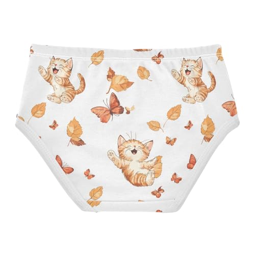 ZZKKO Orange Cat and Butterfly Girls Underwear Toddler Panties for Girls Comfort Brief Size 2T-8Y2