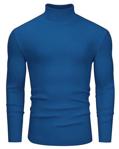 Alimens & Gentle Mens Turtleneck Sweater Slim Fit Cable Knitted Casual Pullover Lightweight Ribbed Long Sleeve Sweaters