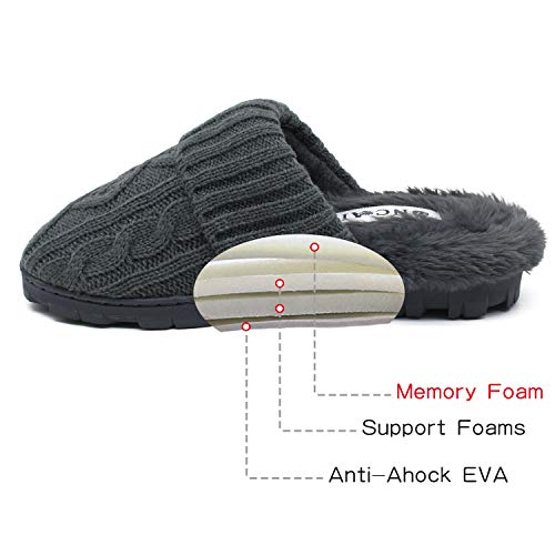 ONCAI Women’s-House-Slippers-Winter-Slipper-for-Women Knitted Fleece Memory Foam Slip-on Cozy Warm Outdoor Lady Fur Lined Garden Home Slippers (Size 5-11)…3