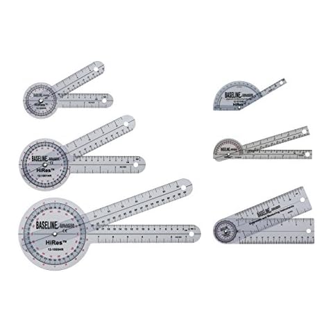 Baseline 12-1028HR Plastic Goniometer, Hires, 6-piece Set Cover