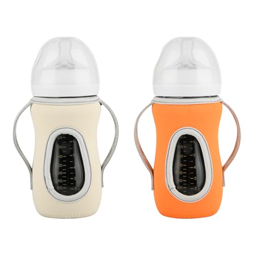 Image of Beautyflier 2PCS Sleeve Covers for 8 oz Philips Avent Glass Natural Baby Bottle, Reusable Insulator, 3.3mm Thicken Heat and Cold Retention Baby Bottle Sleeve, Non Slip Grip, Sleeve Only