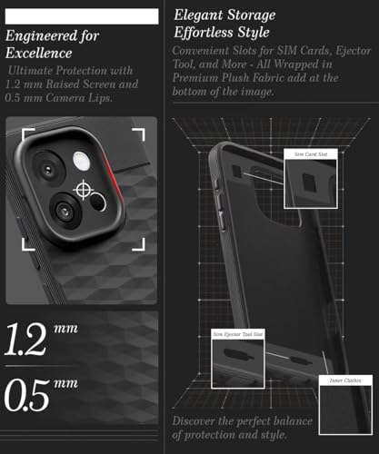 Image of WOW IMAGINE Back Cover for 1+ OnePlus 13s 5G with Hexa Cube Design | Ultra Slim Soft Rubberised Case | Inner Velvet Fabric | Matte Silicone Flexible Mobile Case | Camera Protection - Black