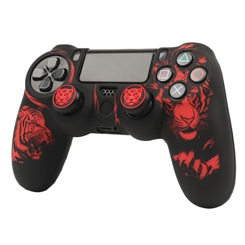 Image of RALAN Tiger HeadDesign Controller Skin Cover with 2 Thumb Grips Compatible with PS4 /Playstation 4 Slim /Pro Controller