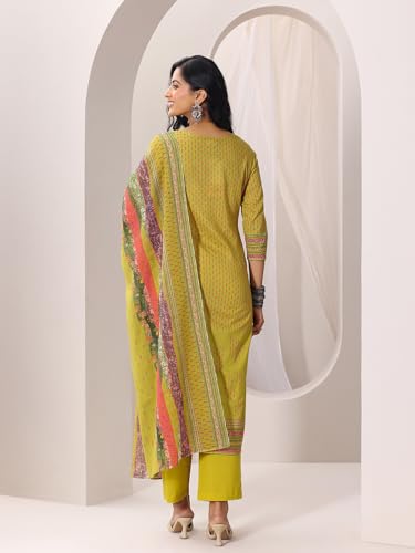 Image of Libas Printed Cotton Straight Kurta With Trouser and Dupatta