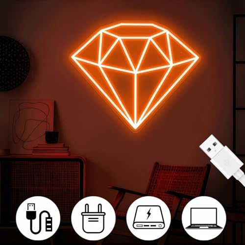 Image of Diamond Neon Sign for Wall Decoration,Adjustable Brightness Beach Wave LED Sign Night Light for Man Cave Bedroom, Wedding, Living Room, Party, Bar, Office Decoration