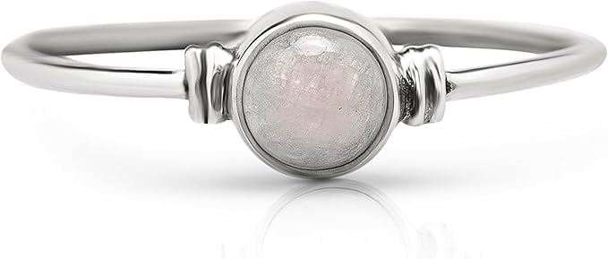 Round Moonstone Delicate Ring 925 Sterling Silver Vintage Boho Chic (10)