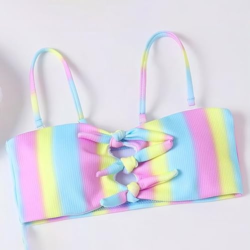 Girls Swimming Bathing Suit 𝐇awaiian Bikini Swimsuit 2-Piece Summer Cute Rainbow Strap Hollow Out Top & Bottoms3