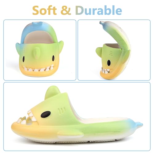 Image of Kids Shark Cloud Slides | Toddler Boys Girls Shower Slippers | Boys Girls Cute Cartoon Fish Flip Flops | Beach Pool Home Sandals | Quick Dry Non-Slip