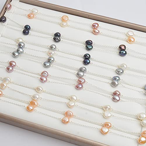 FOCALOOK Collana perla donna ciondolo perla d'acqua dolce 9 mm con catena oro argento 925, collana donna con perla regalo per donna compleanno, festa della mamma