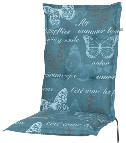 Kettler Polen KETTtex 2388 Auflage Hochlehner Bali 288 blau/Petrol Schmetterlinge 120x49x8 cm Sitzpolster