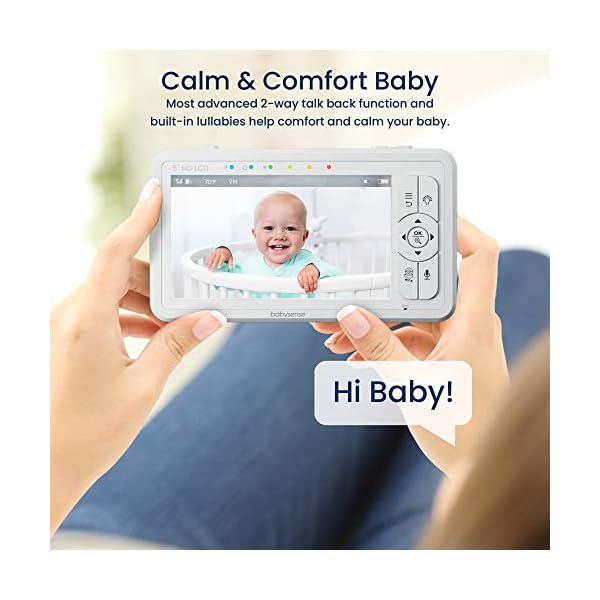Babysense 5" HD-Babyphone mit Kamera und Audio, Fernbedienung Schwenk- und Neigefunktion, Verstellbares Nachtlicht, Lange Reichweite, Zwei-Wege-Audio, 4-facher Zoom, Nachtsicht, 4000mAh Akku – Bild 8
