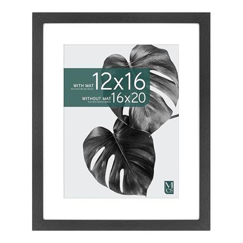 MCS Studio Gallery 16x20 Matted Poster Frame with 12x16 Picture Display, Black Woodgrain Vertical & Horizontal Wall Hanging Large Picture Frame for Photos, Posters & Art Prints (1-Pack)