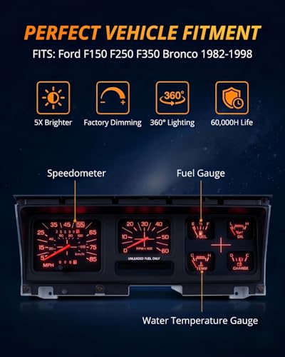 Kit de luces LED rojas para tablero Ford F150 F250 F350 1982-1998 miniatura 2
